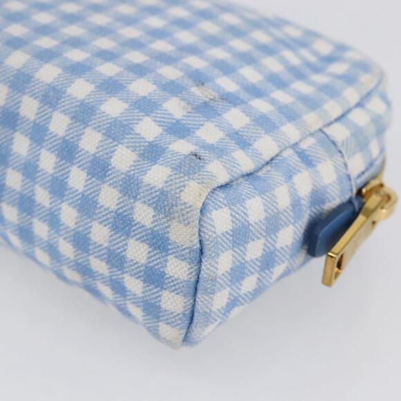 PRADA Pouch Canvas Light Blue Gold Auth 154909 - Picture 15 of 16